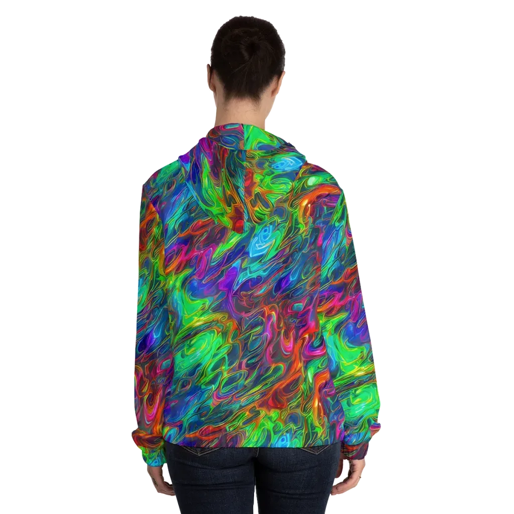 Rainbow Rebellion on Women's Full-Zip Hoodie — Back On Person