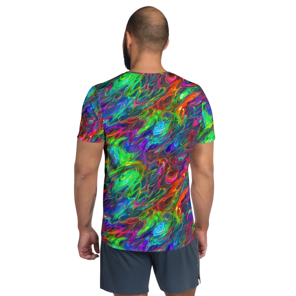 Rainbow Rebellion on Men's Athletic T-Shirt — Back