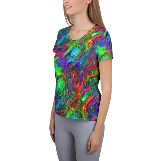 Rainbow Rebellion on a Women's Athletic T-Shirt