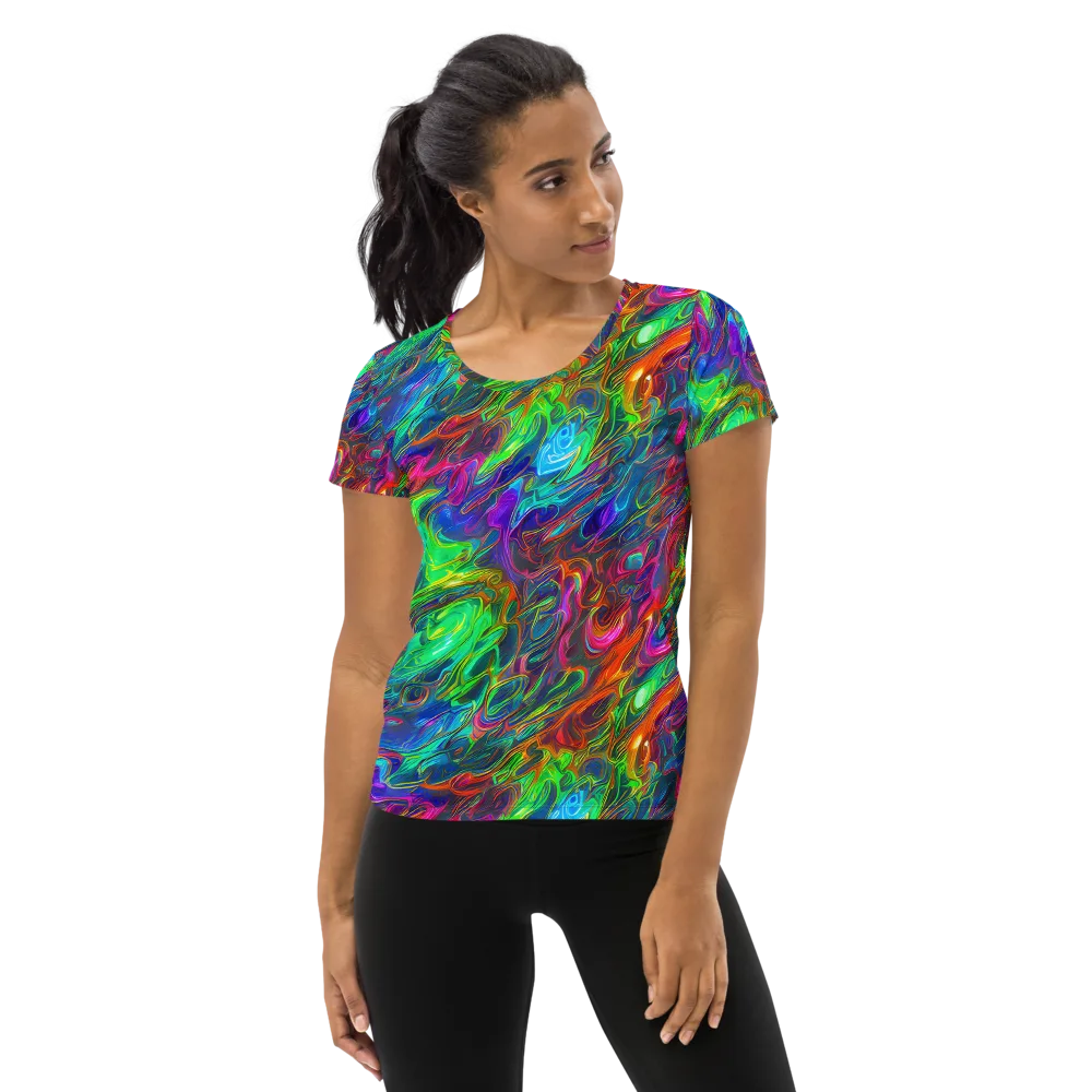 Rainbow Rebellion on Women's Athletic T-Shirt — Front