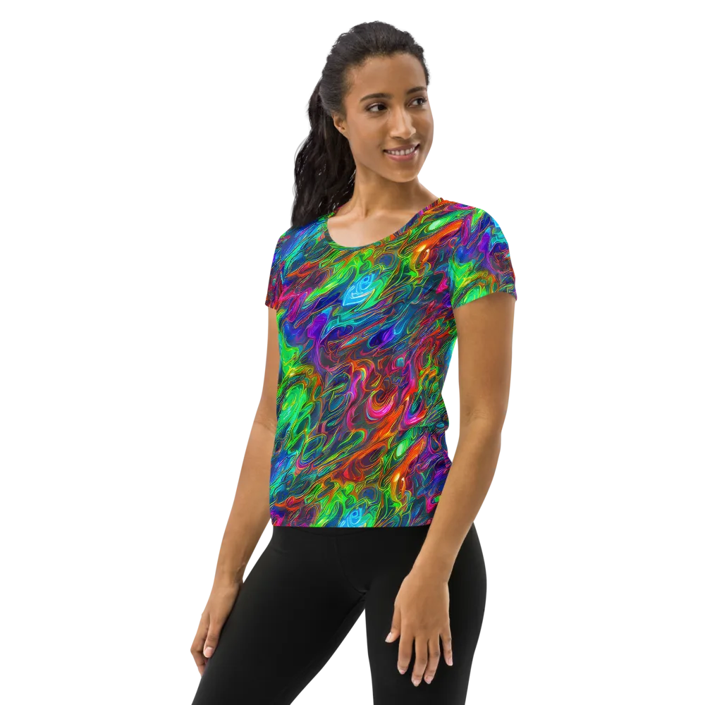 Rainbow Rebellion on Women's Athletic T-Shirt — Left
