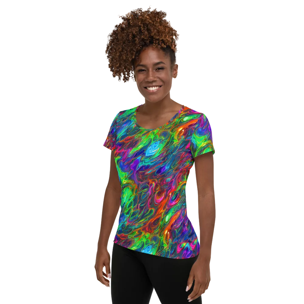 Rainbow Rebellion on Women's Athletic T-Shirt — Left