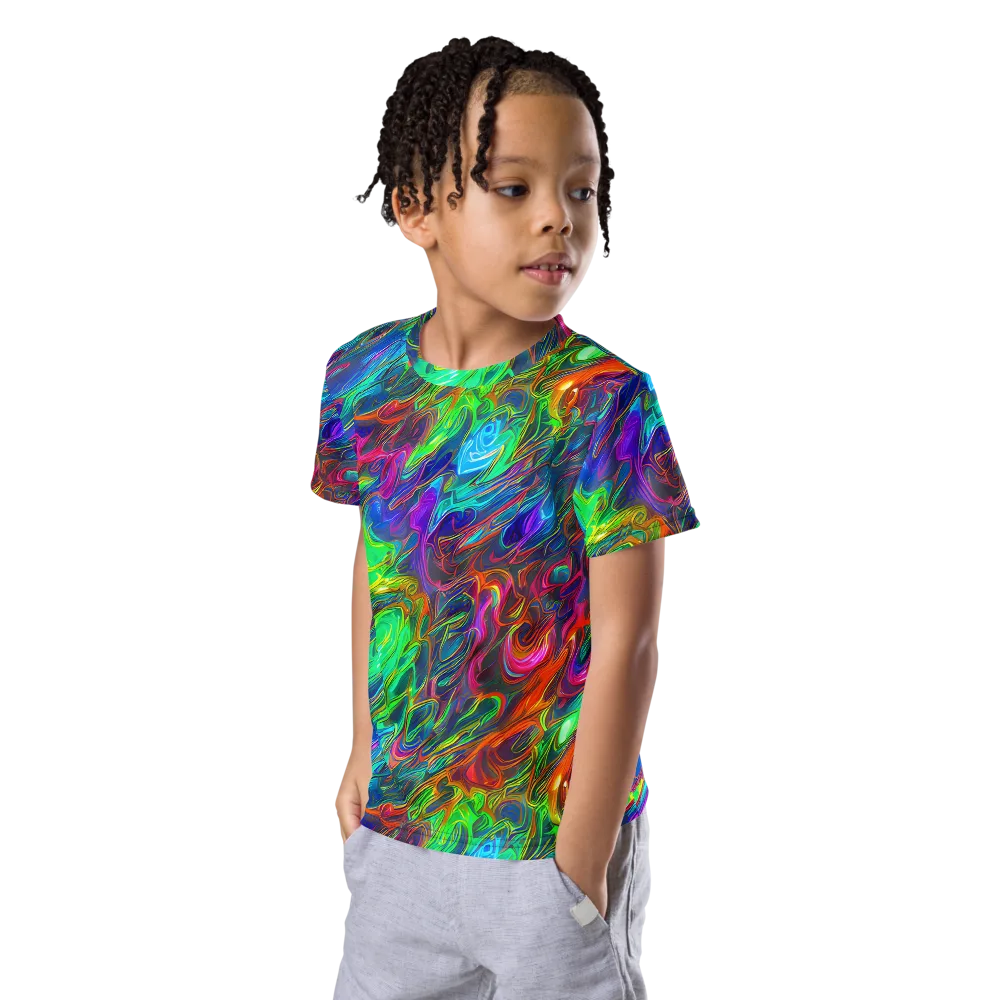 Rainbow Rebellion on Kids Crew Neck T-Shirt — Left Front