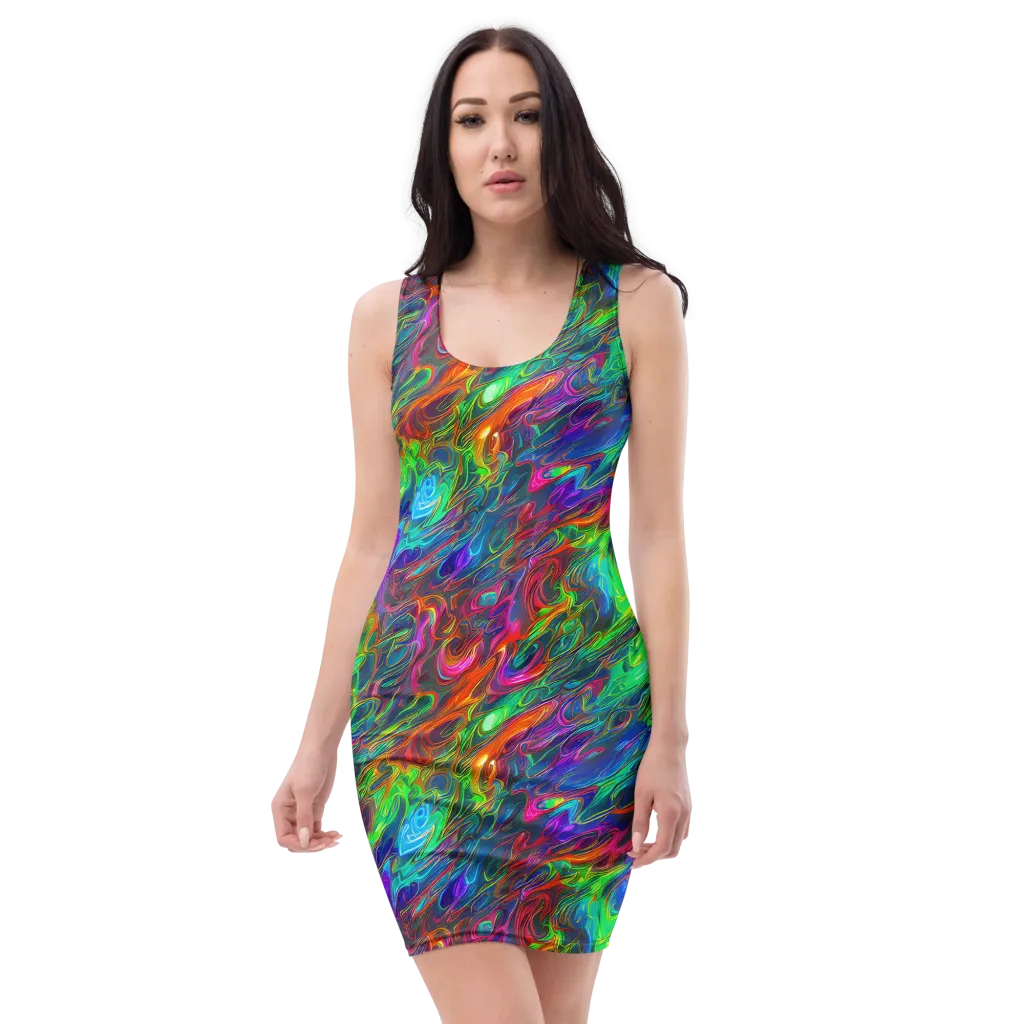 Rainbow Rebellion on Bodycon Dress — Front