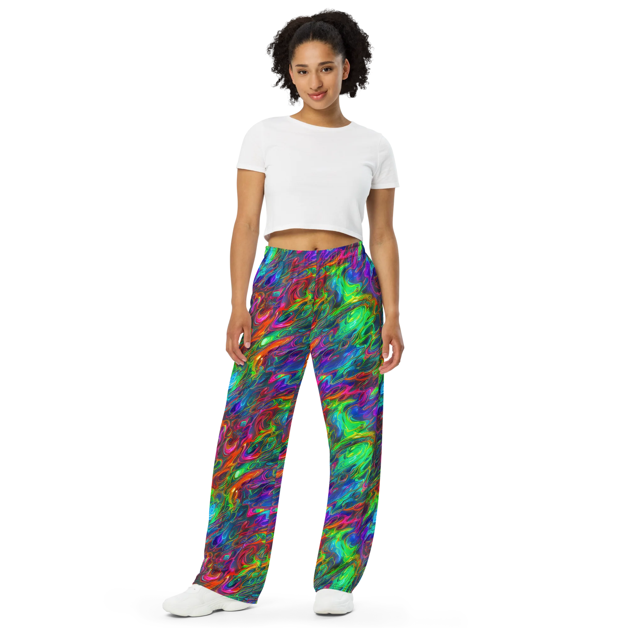 Rainbow Rebellion on Wide-Leg Pants — Front