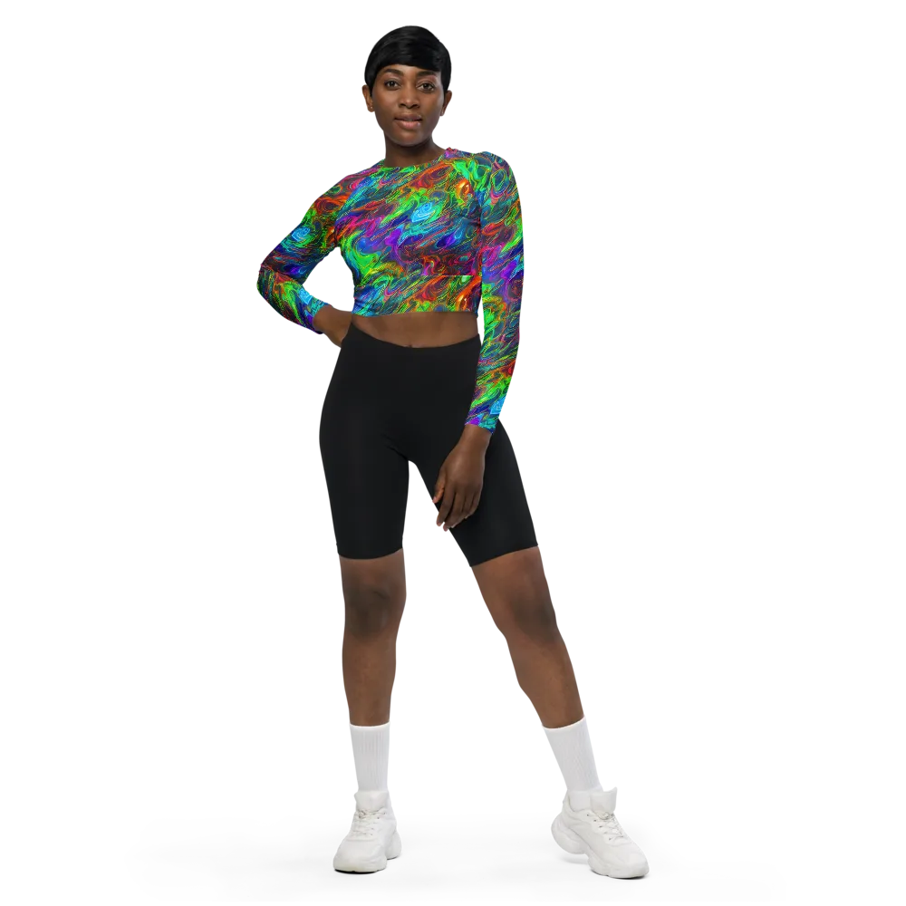 Rainbow Rebellion on Long Sleeve Crop Top — Front