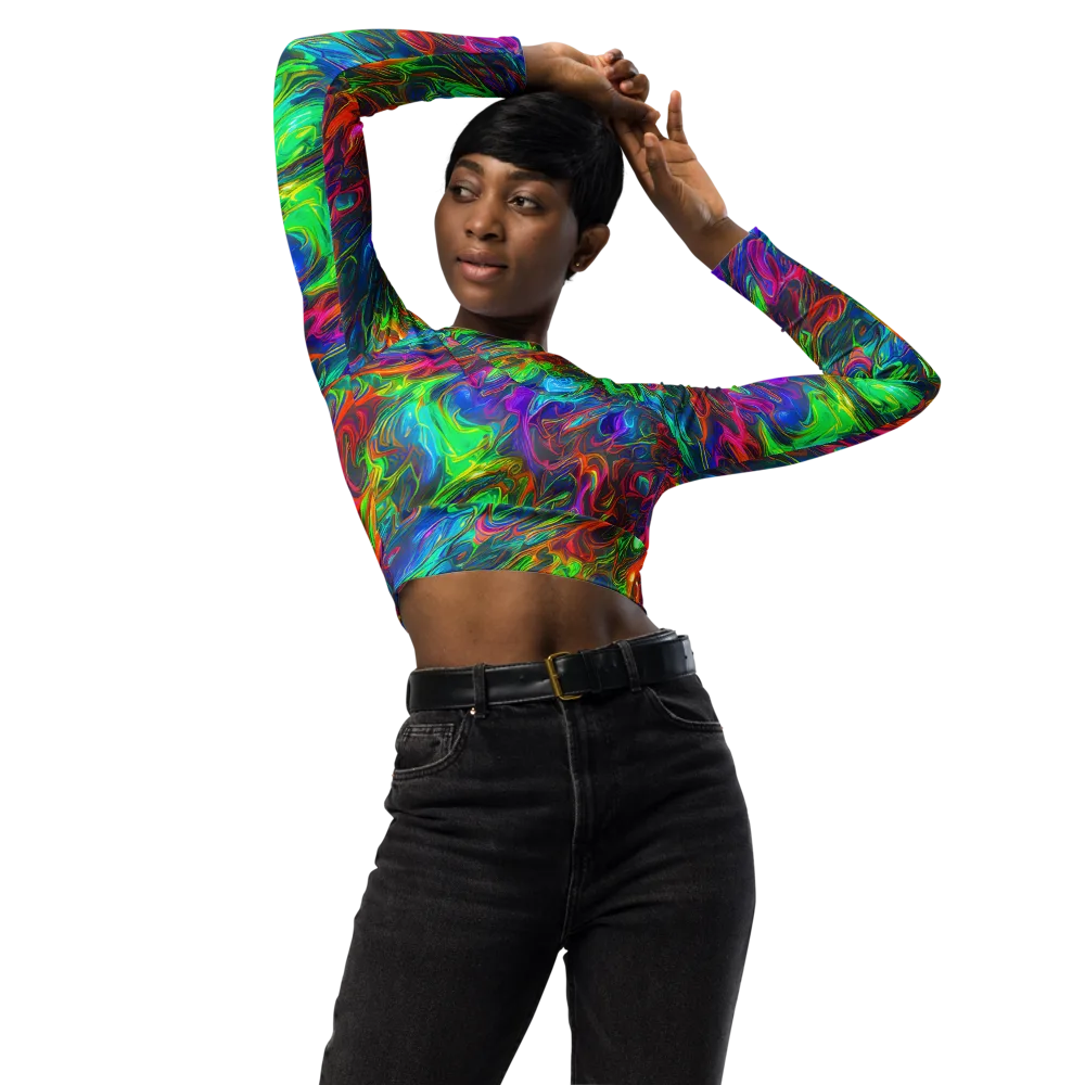 Rainbow Rebellion on Long Sleeve Crop Top — Front