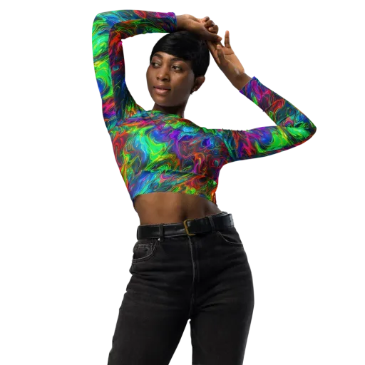 Rainbow Rebellion on a Long Sleeve Crop Top