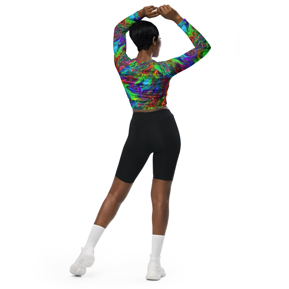 Rainbow Rebellion on Long Sleeve Crop Top — Back