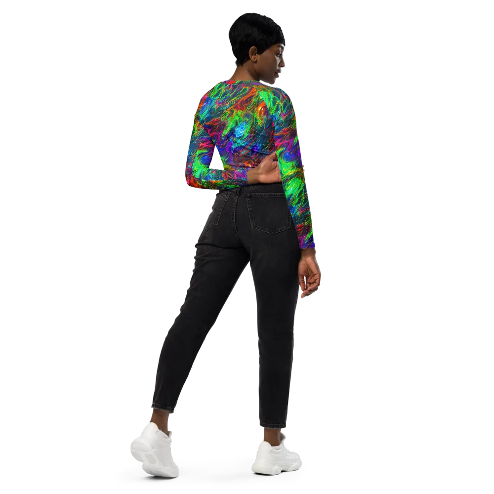 Rainbow Rebellion on Long Sleeve Crop Top — Right Back