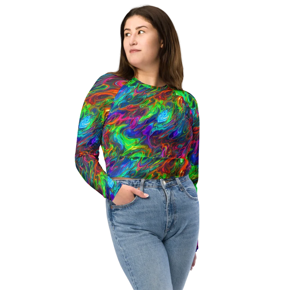 Rainbow Rebellion on Long Sleeve Crop Top — Front