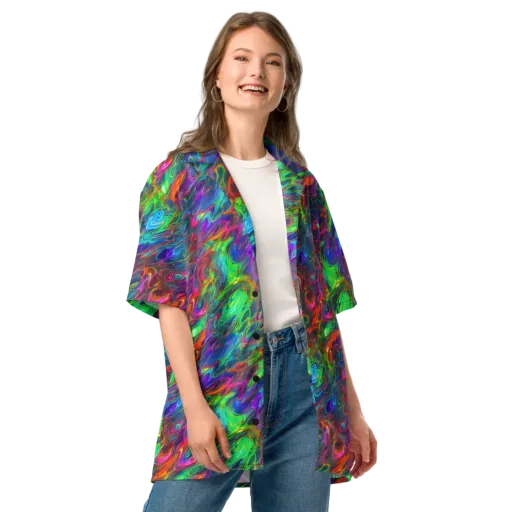 Rainbow Rebellion on a Button Shirt