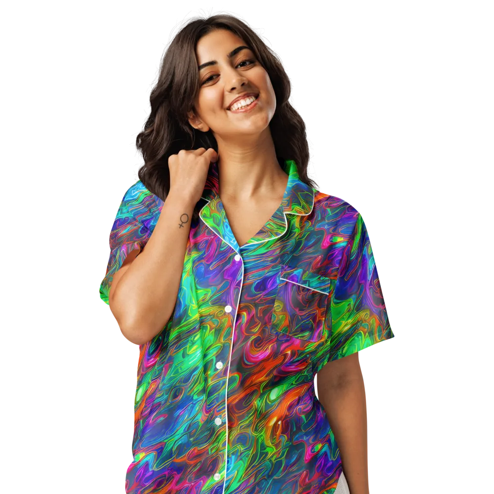 Rainbow Rebellion on Women's Short Sleeve Pajama Top — Front