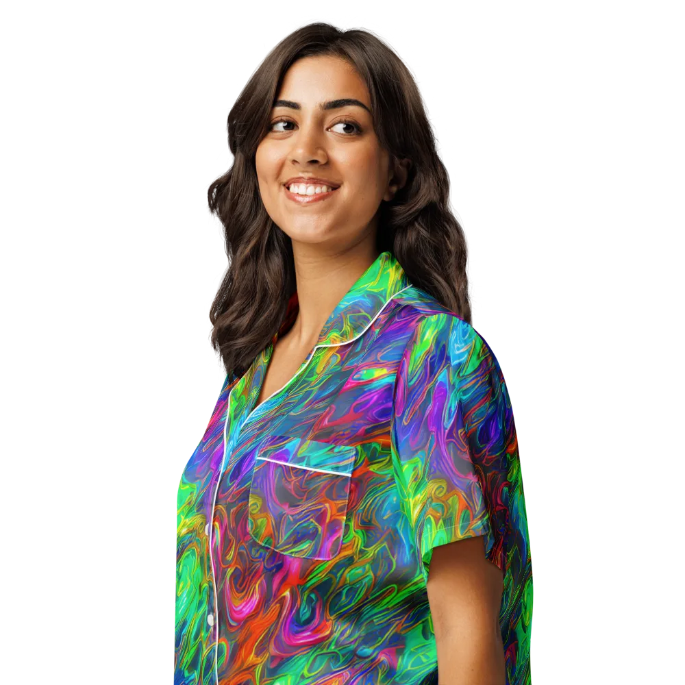 Rainbow Rebellion on Women's Short Sleeve Pajama Top — Left Front