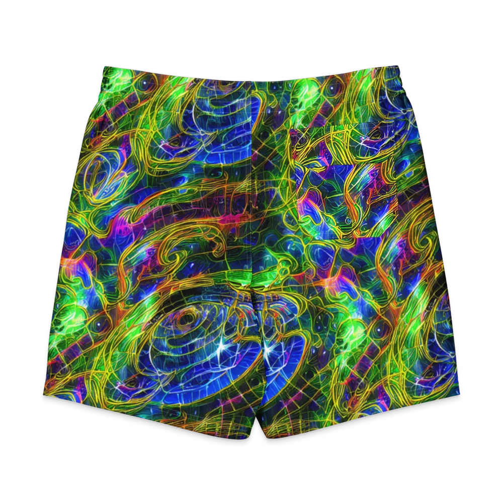 Limefire Drift on Men's Board Shorts — Back