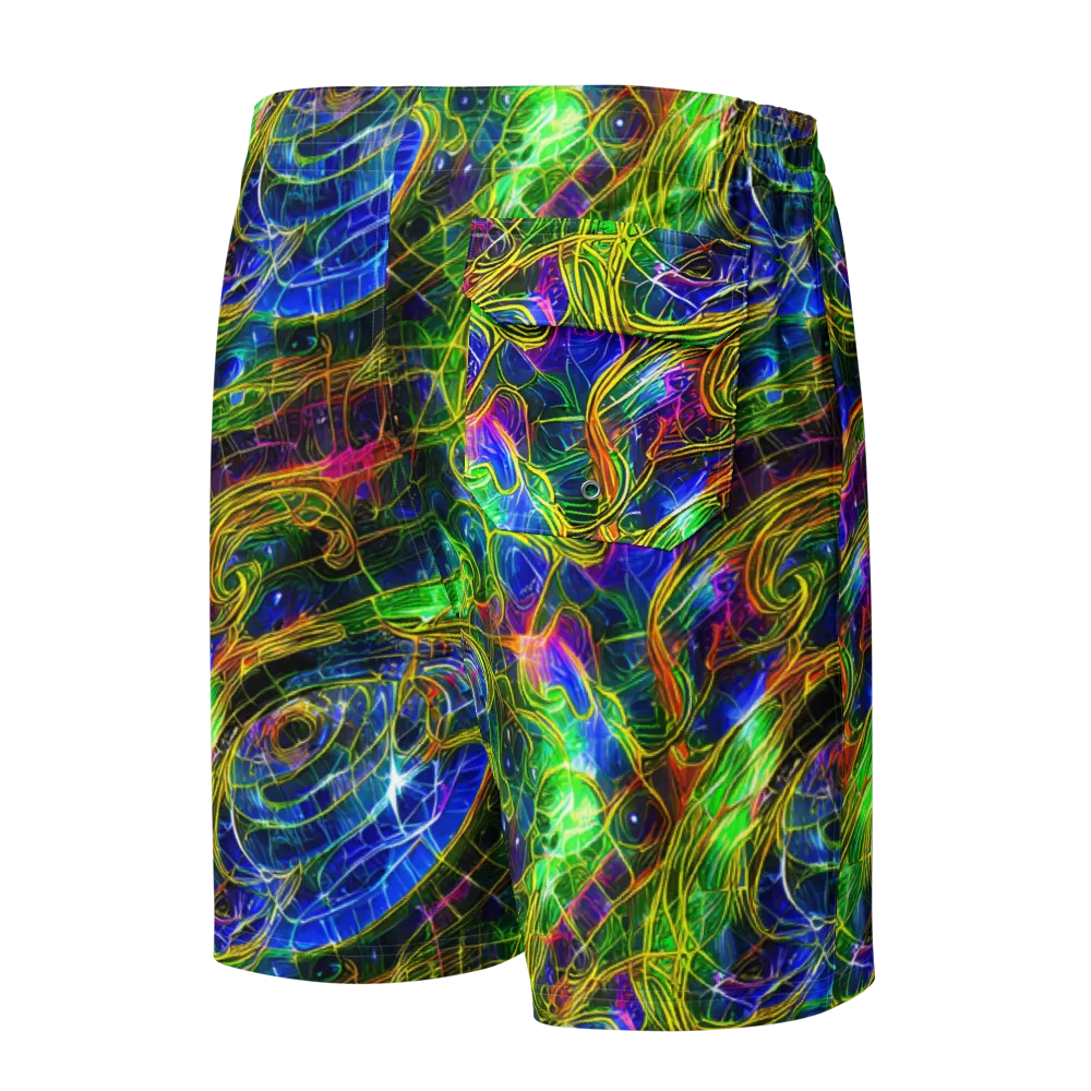 Limefire Drift on Men's Board Shorts — Back