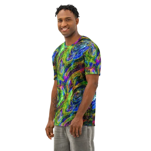 Limefire Drift on a Men's Cotton Crew Neck T-Shirt