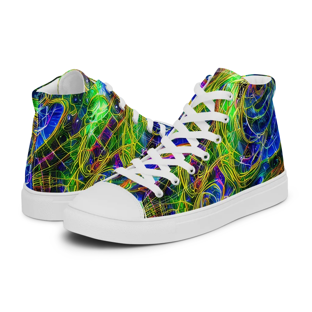 Limefire Drift on Men's High Top Canvas Shoes — Left
