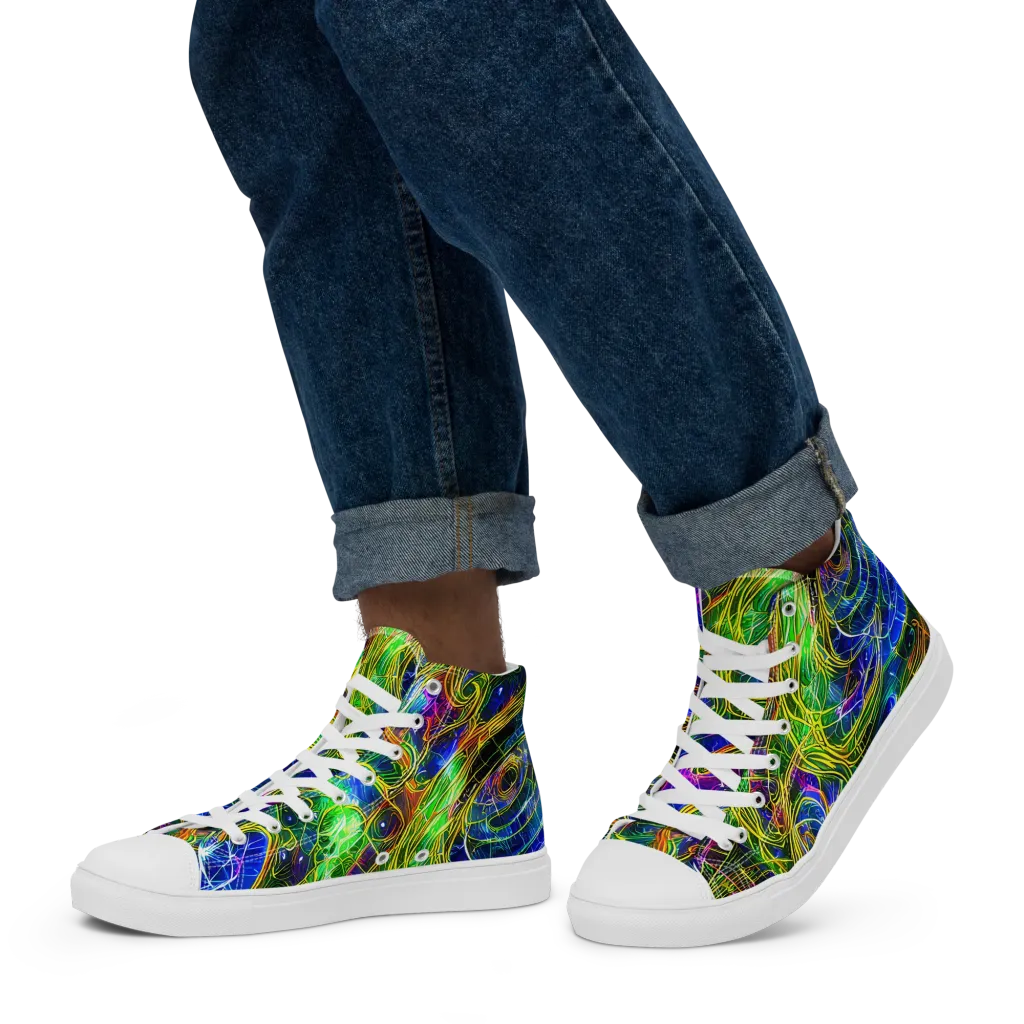 Limefire Drift on Men's High Top Canvas Shoes — Left