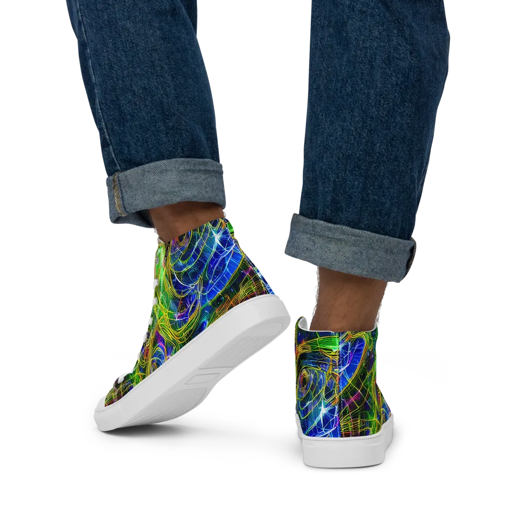 Limefire Drift on Men's High Top Canvas Shoes — Back