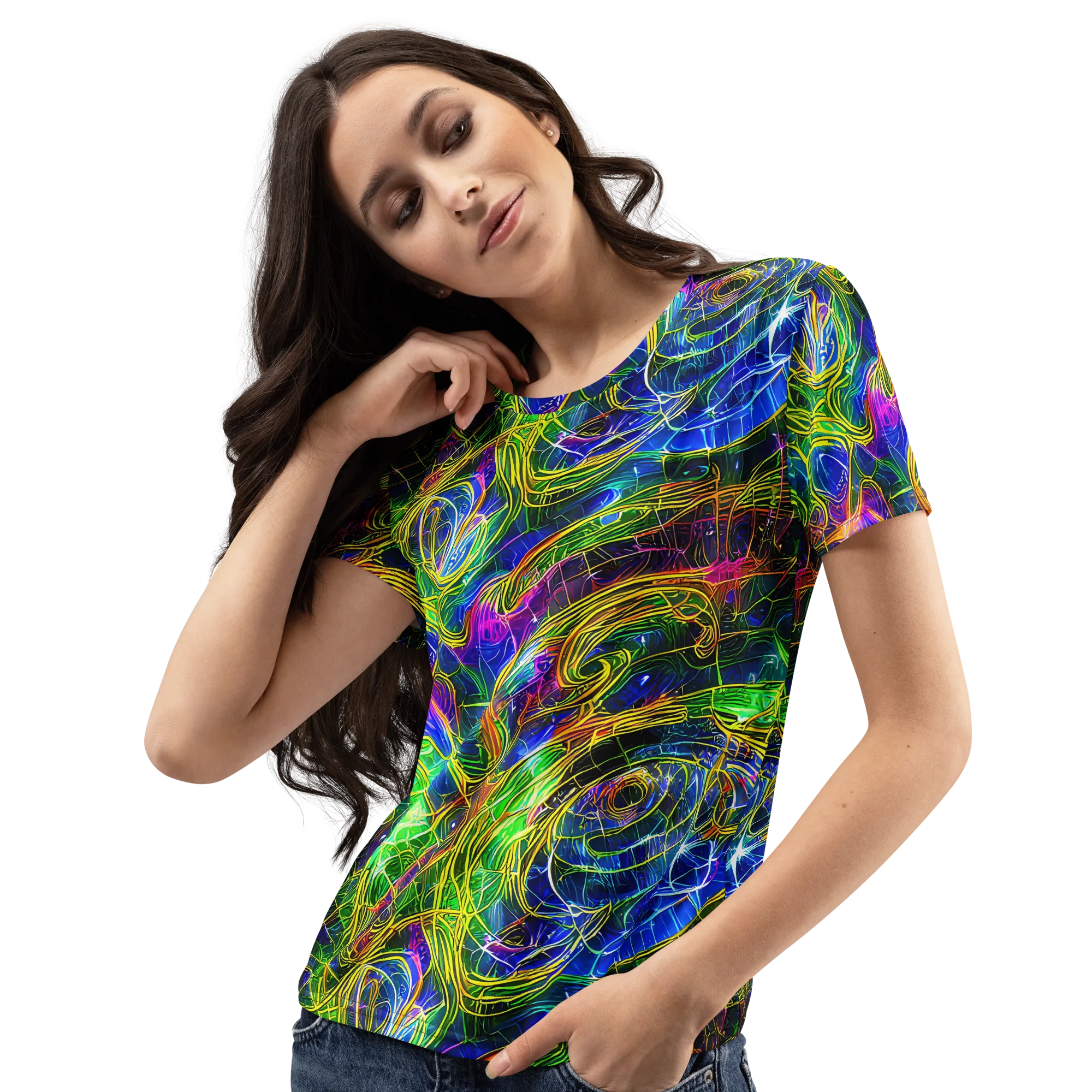 Limefire Drift on Women's Crew Neck T-Shirt — Left Front