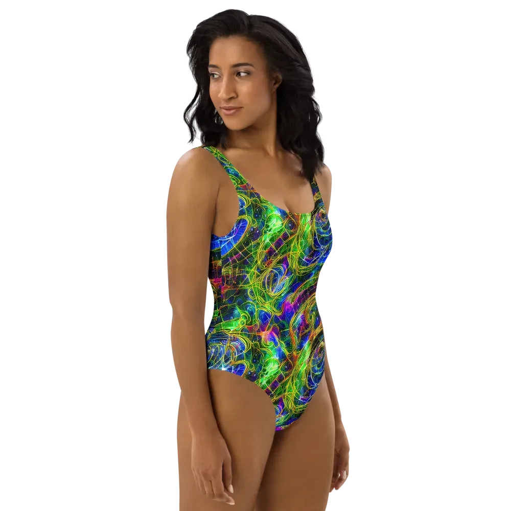Limefire Drift on One-Piece Swimsuit — Right