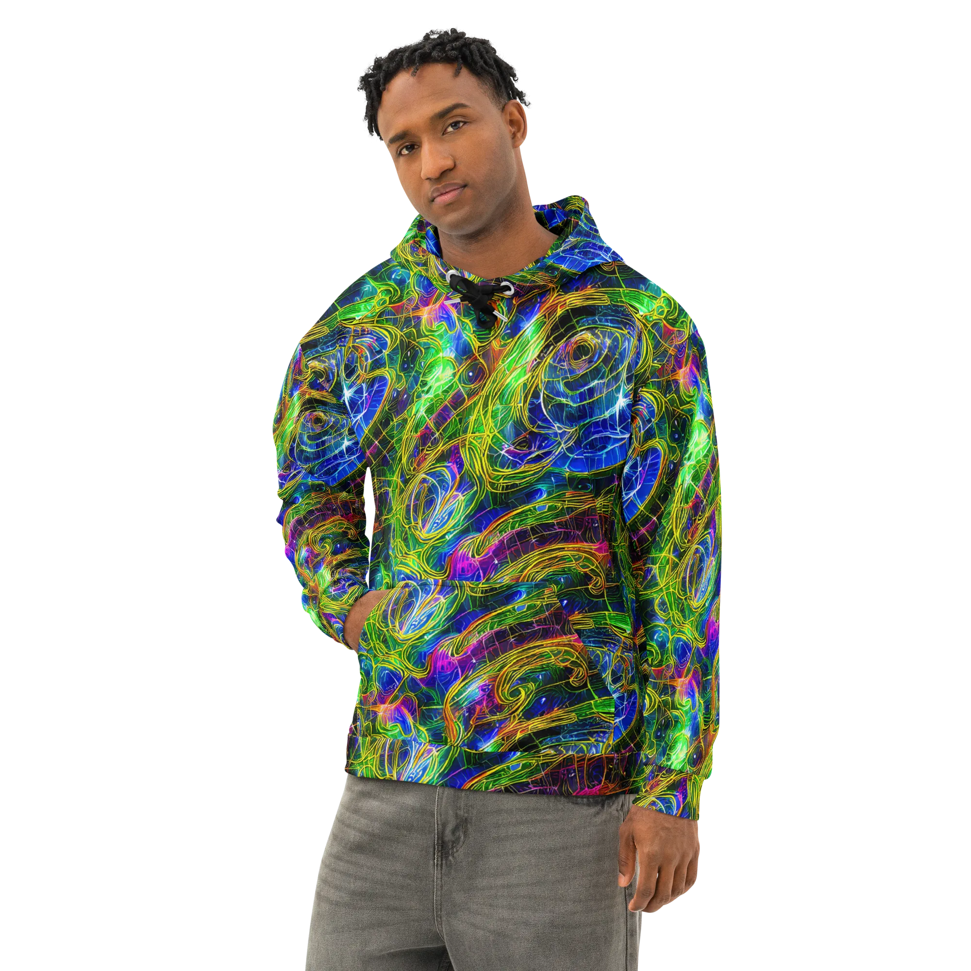 Limefire Drift on Cotton Hoodie — Left Front