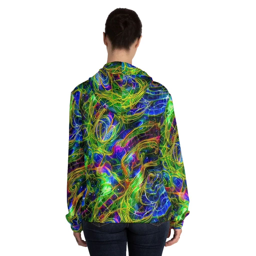 Limefire Drift on Women's Full-Zip Hoodie — Back On Person