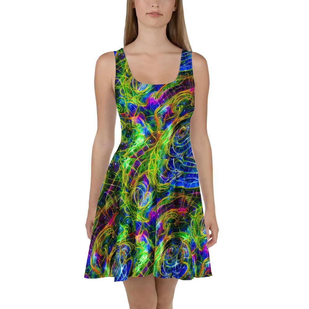 Limefire Drift on Skater Dress — Front