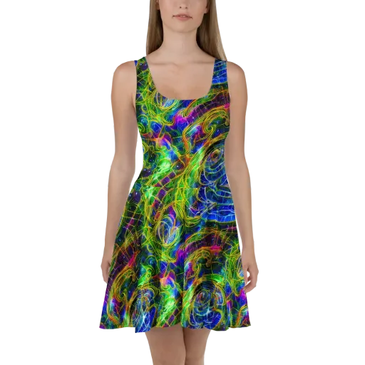 Limefire Drift on a Skater Dress