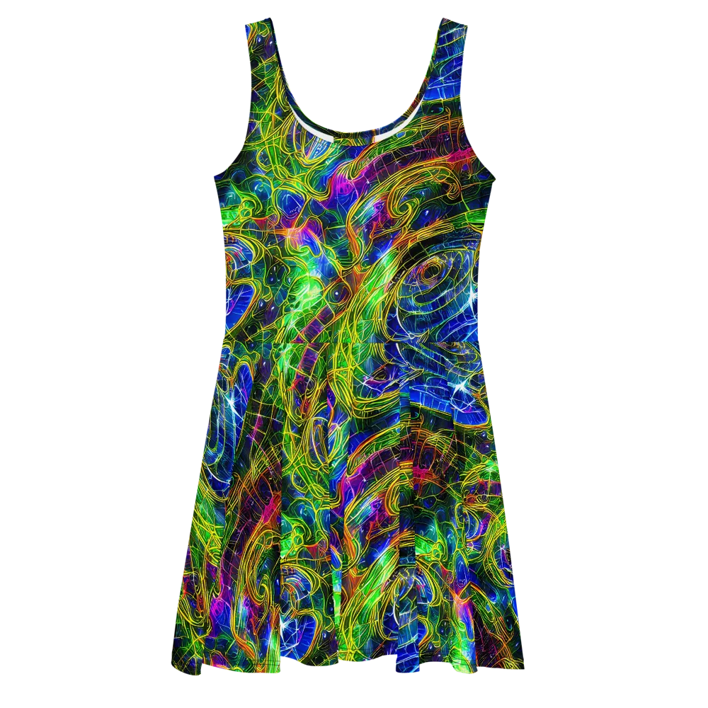 Limefire Drift on Skater Dress — Front