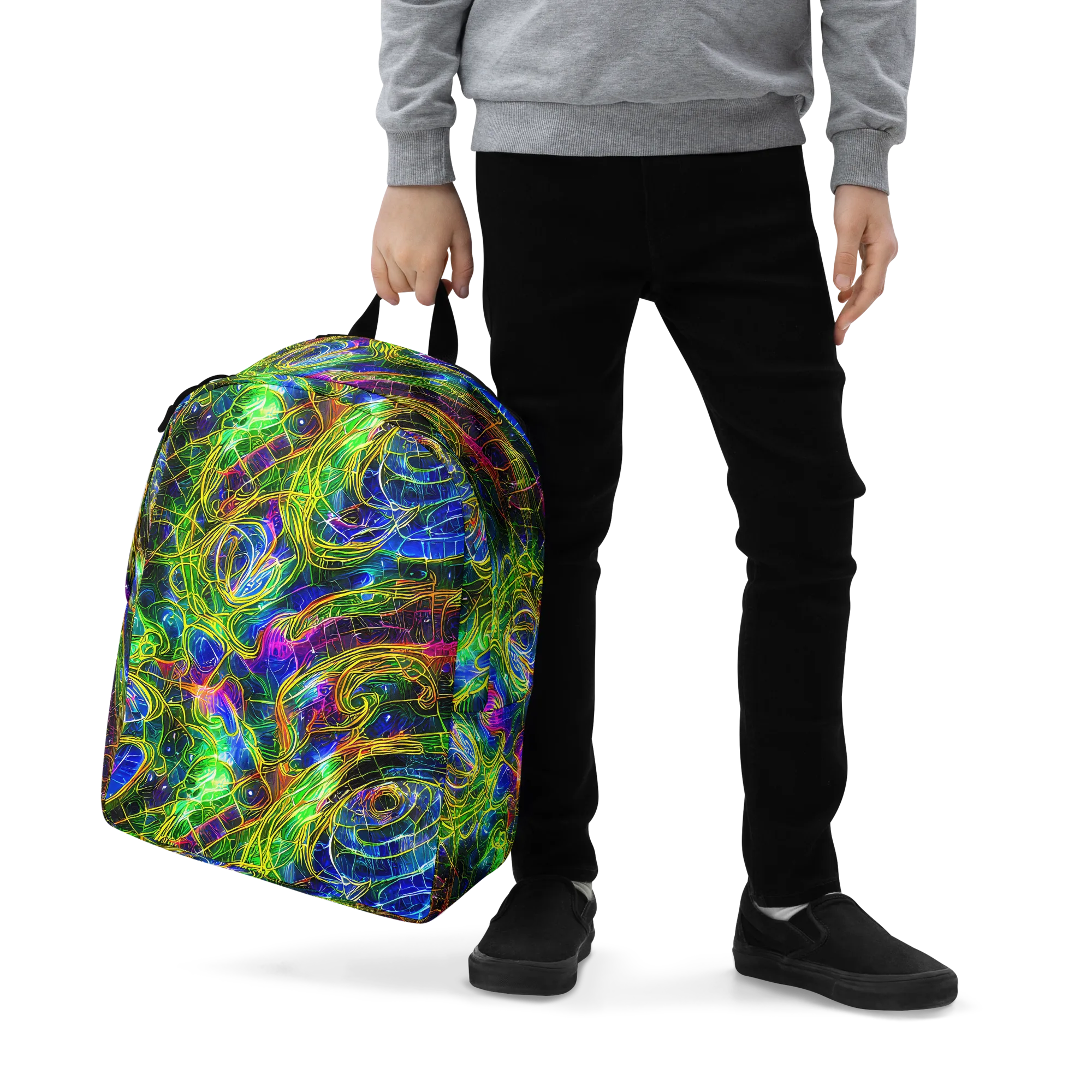 Limefire Drift on Minimalist Backpack — Zoomed-in