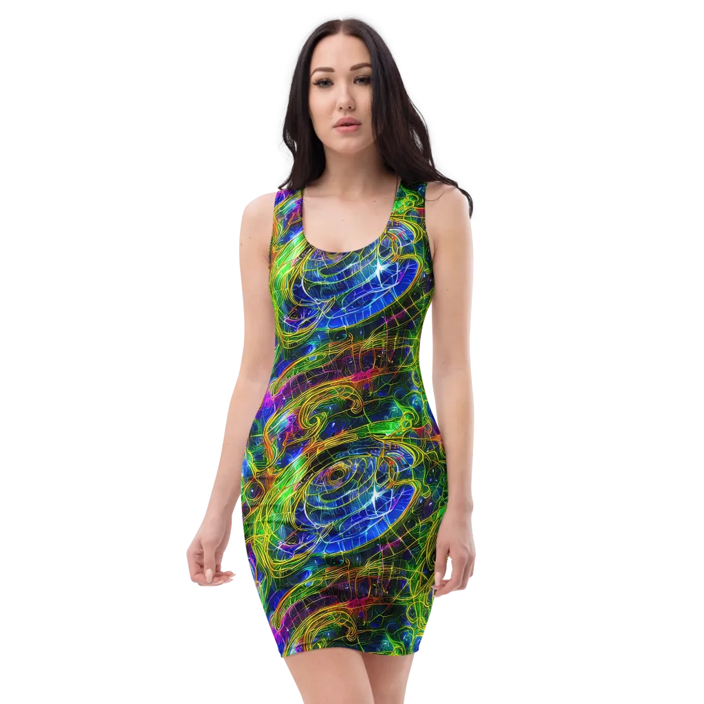 Limefire Drift on Bodycon Dress — Front