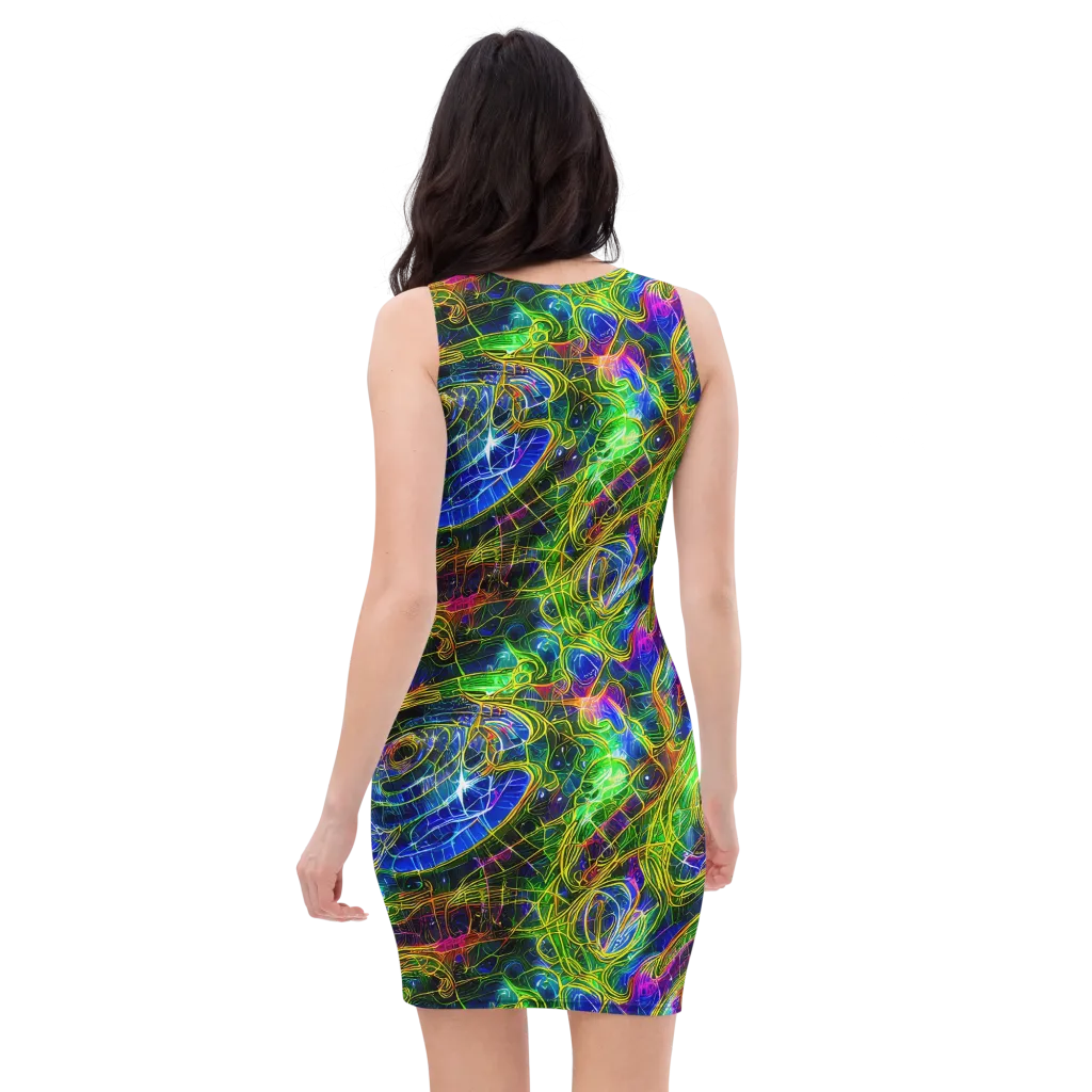 Limefire Drift on Bodycon Dress — Back