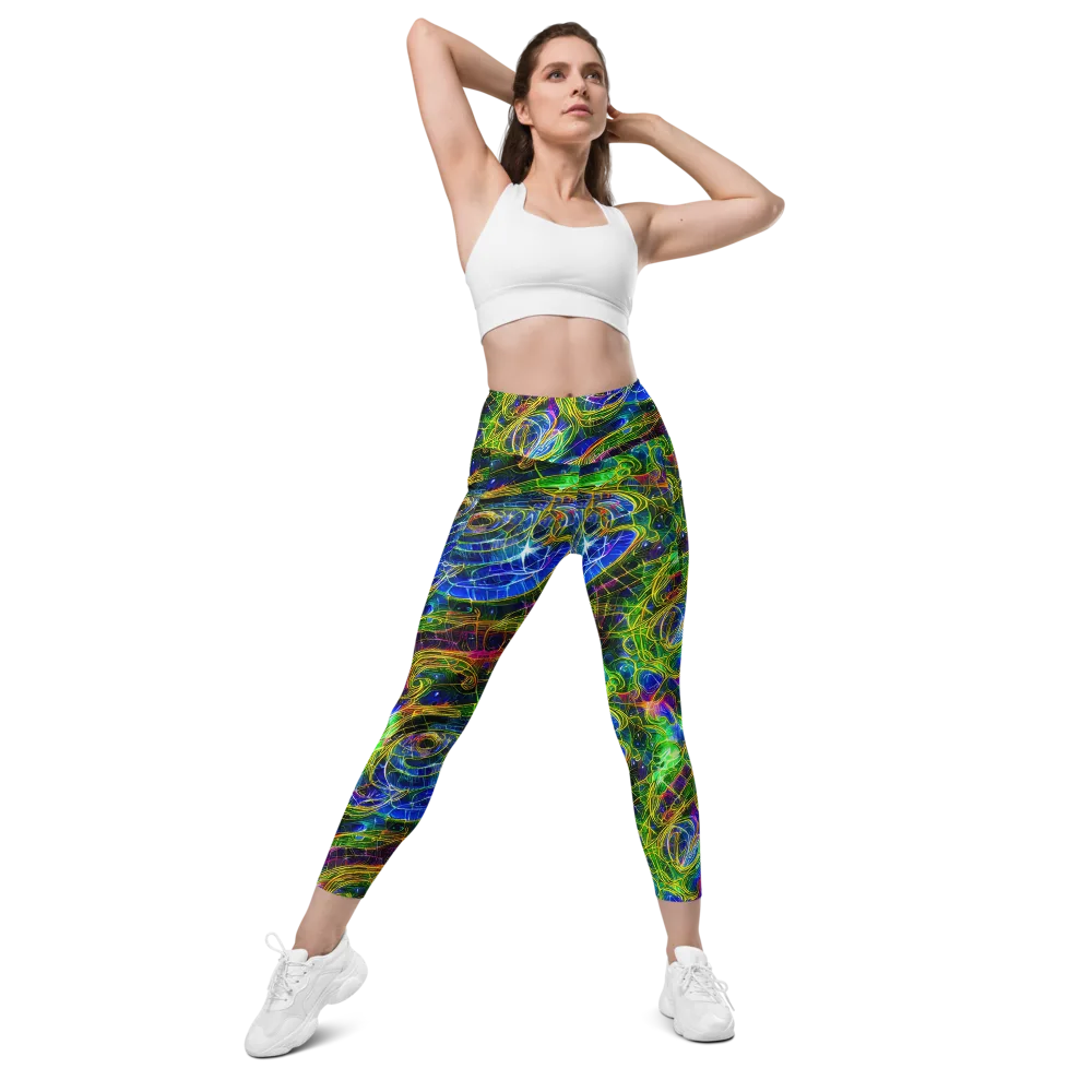 Limefire Drift on Leggings with Pockets — Front