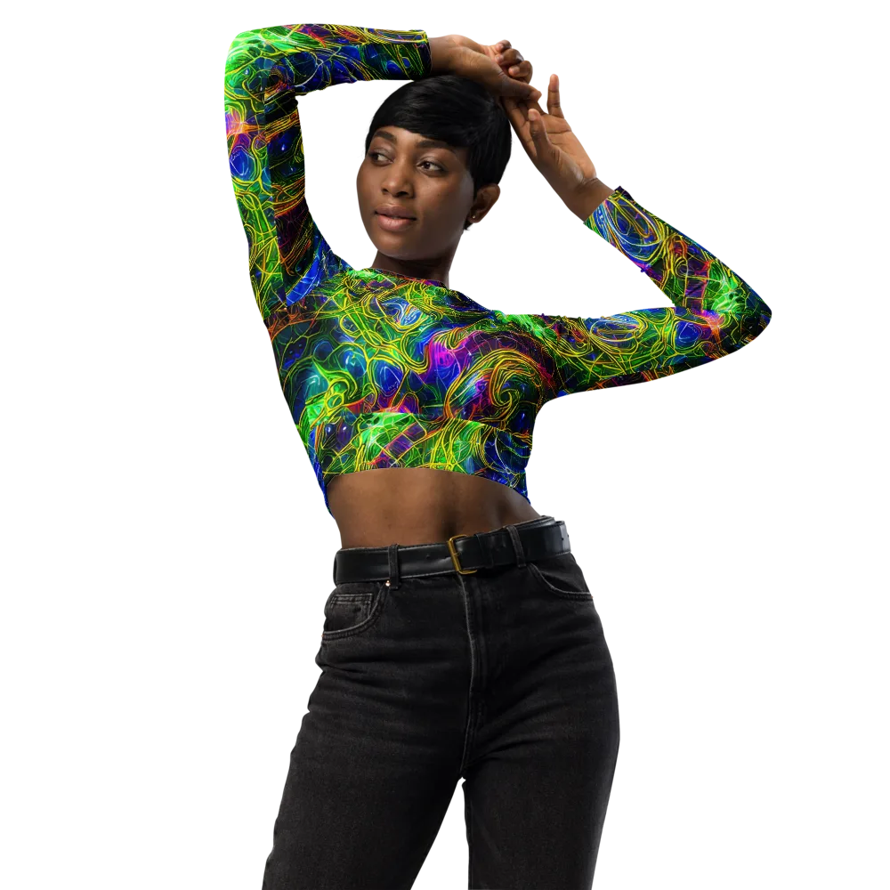 Limefire Drift on Long Sleeve Crop Top — Front