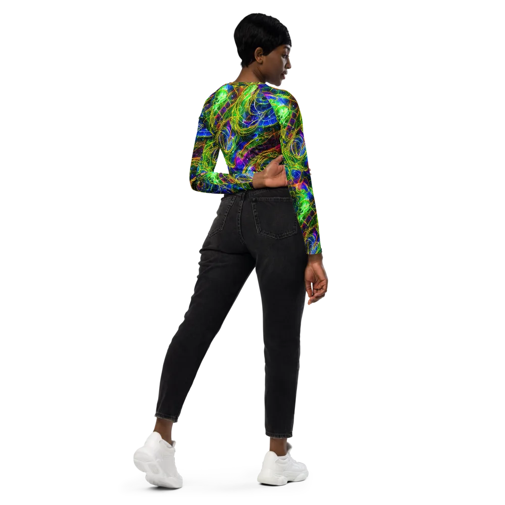Limefire Drift on Long Sleeve Crop Top — Right Back