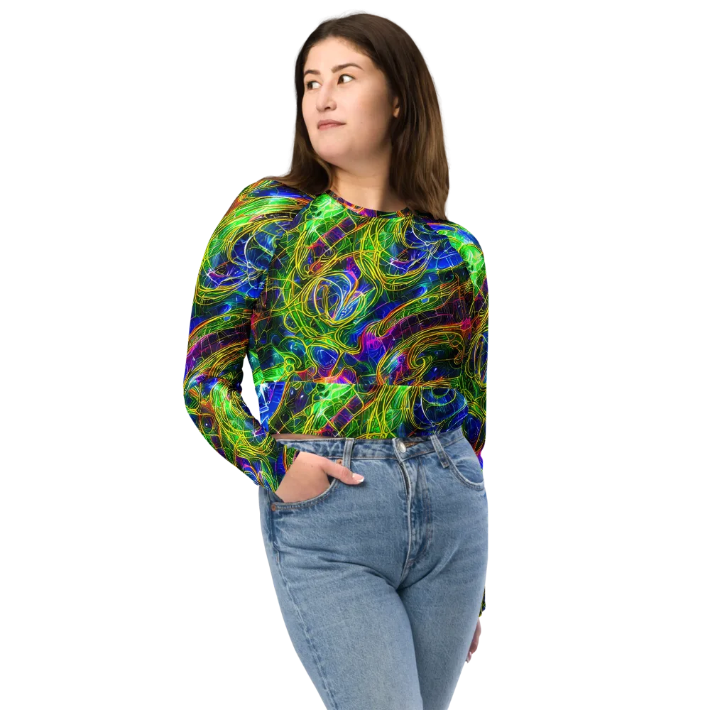 Limefire Drift on Long Sleeve Crop Top — Front