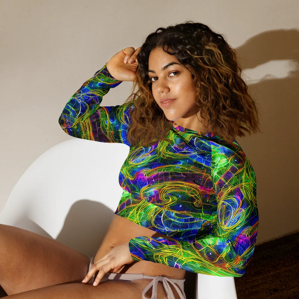 Limefire Drift on Long Sleeve Crop Top — Left Front