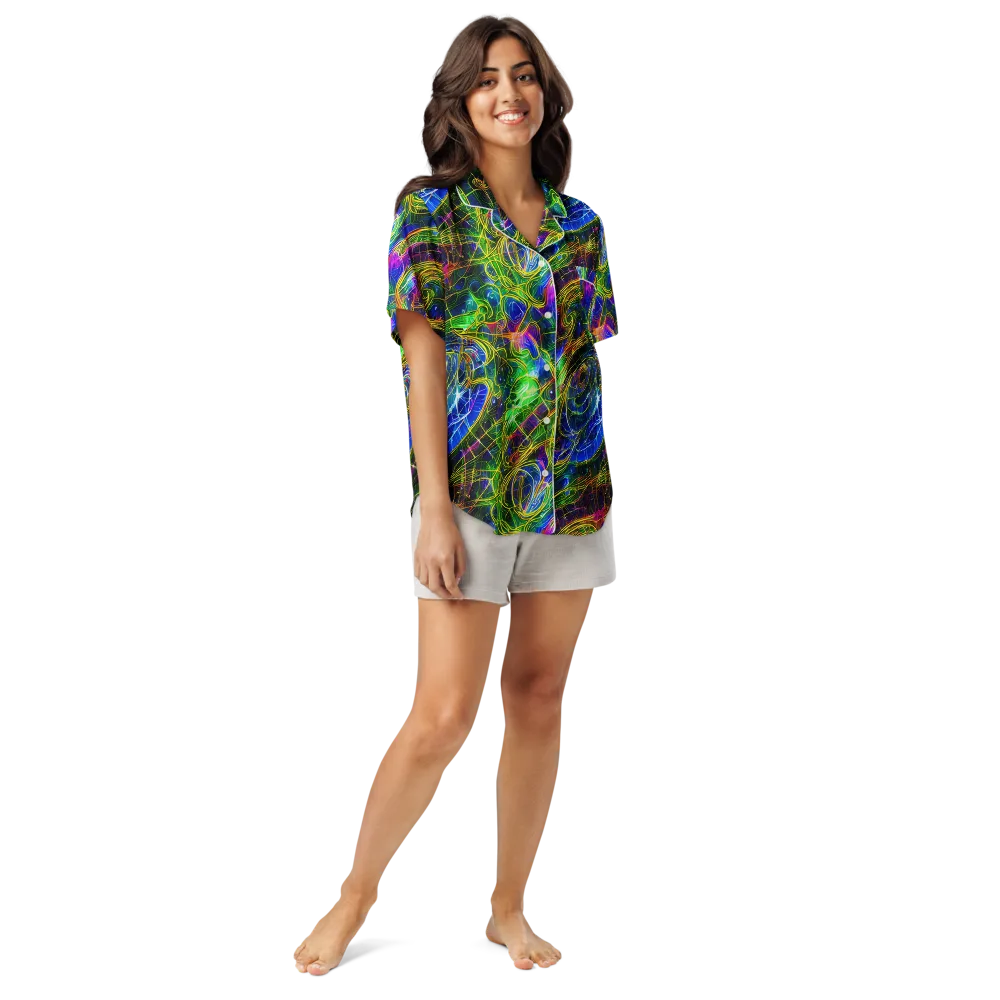Limefire Drift on Women's Short Sleeve Pajama Top — Front