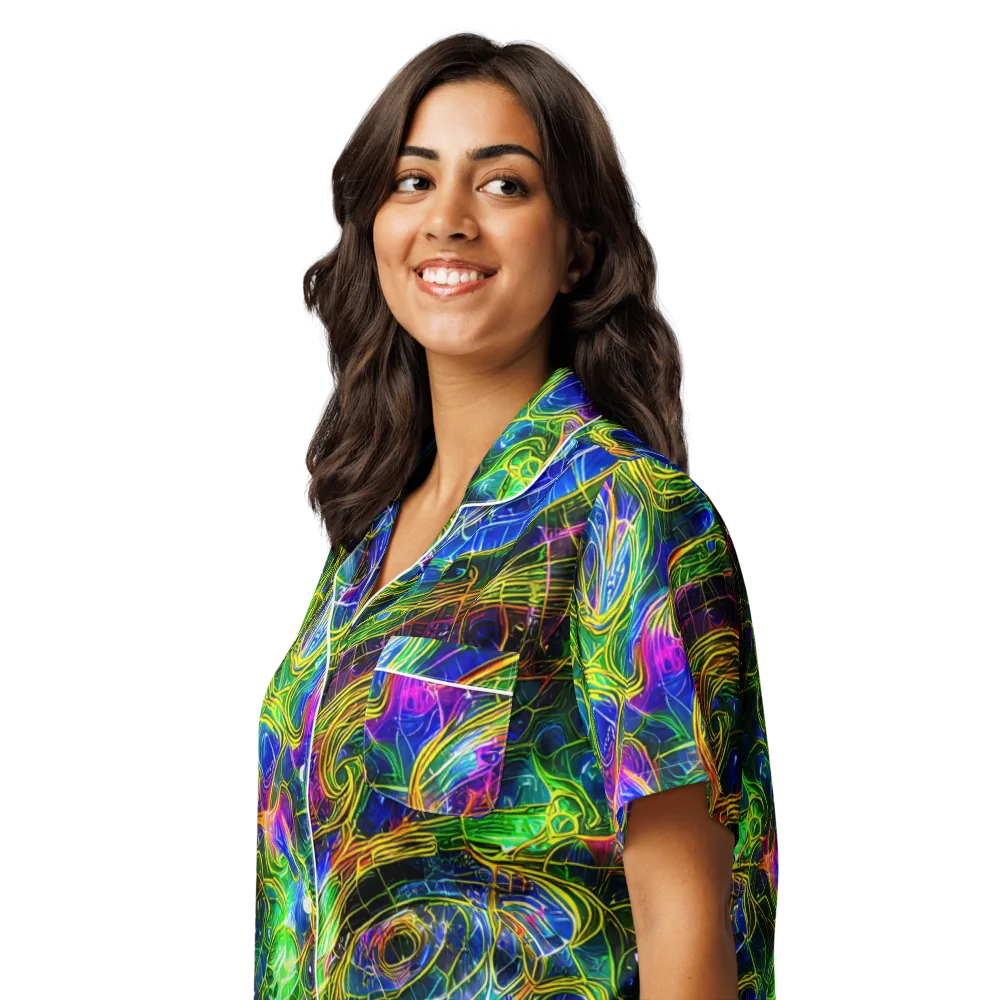 Limefire Drift on Women's Short Sleeve Pajama Top — Left Front