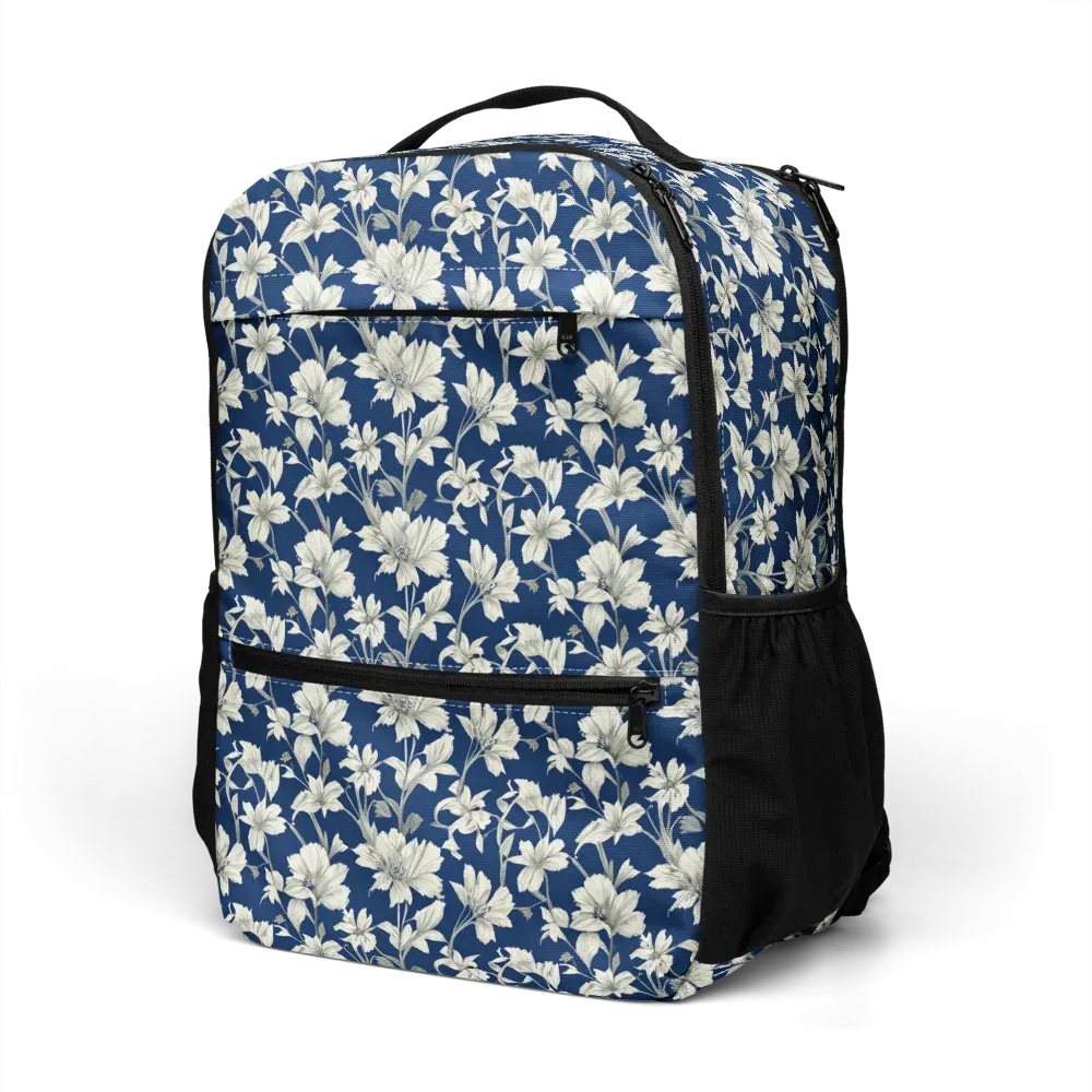 Navy Floralia on Utility Backpack — Left Front