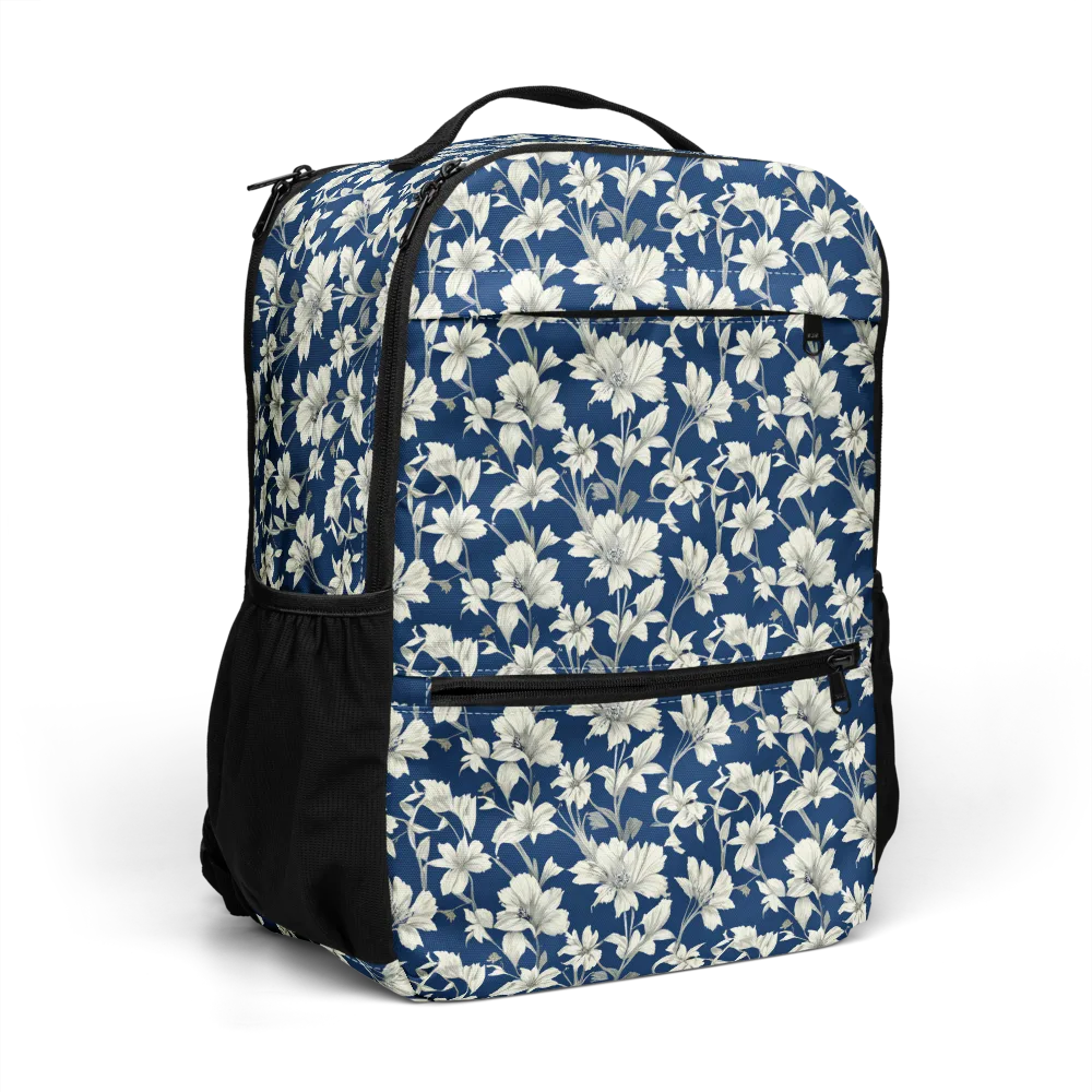 Navy Floralia on Utility Backpack — Right Front