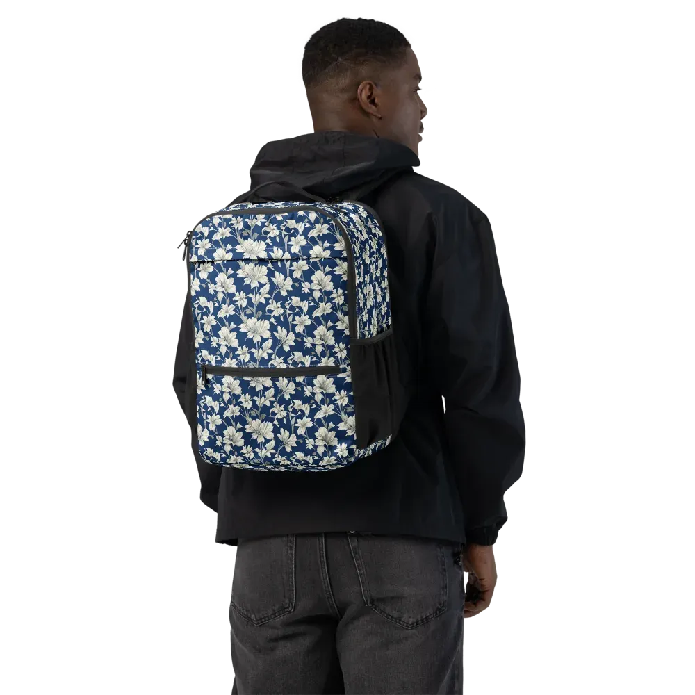 Navy Floralia on Utility Backpack — Back