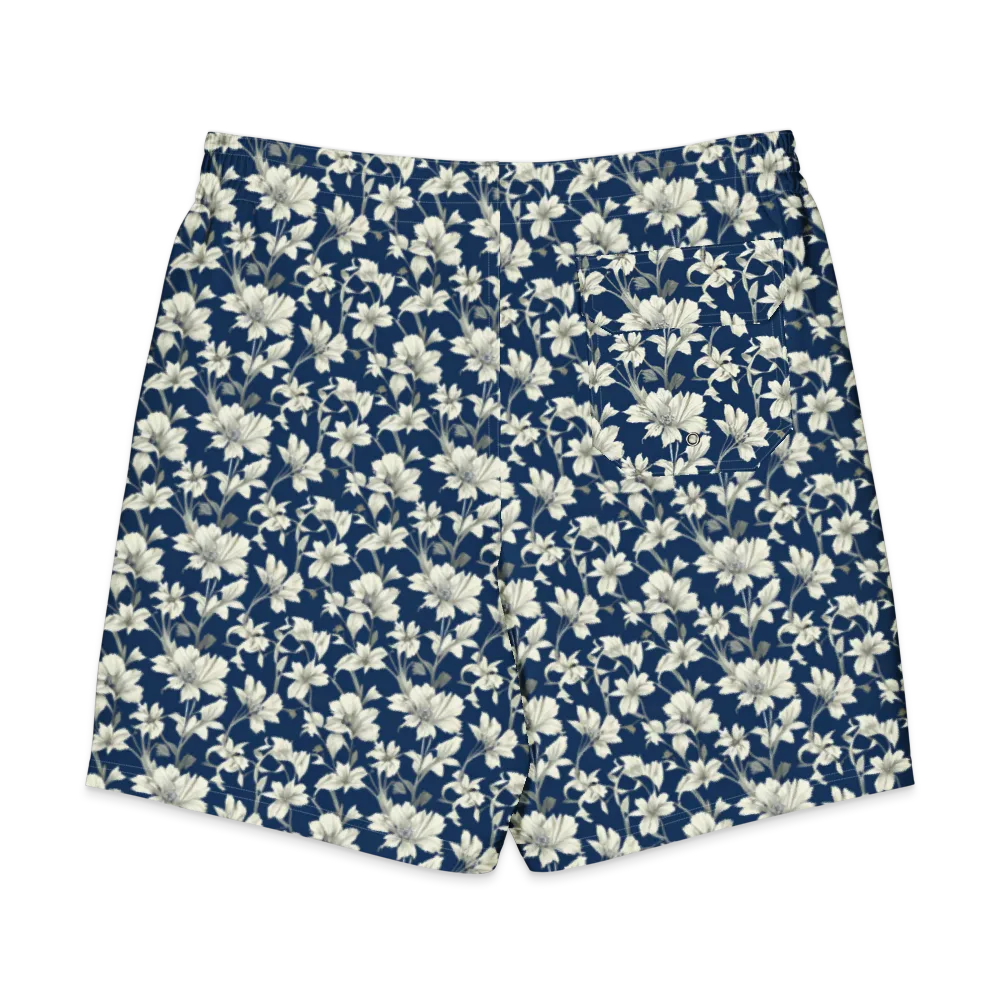 Navy Floralia on Men's Board Shorts — Back