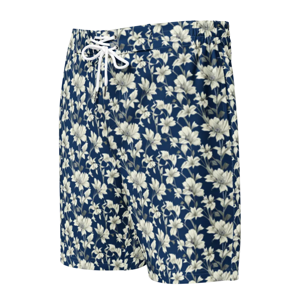 Navy Floralia on Men's Board Shorts — Front