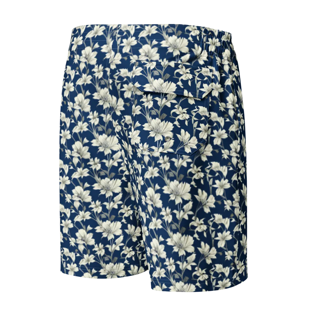 Navy Floralia on Men's Board Shorts — Back