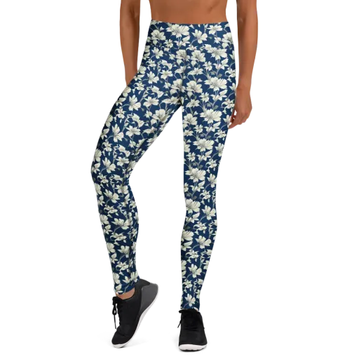 Navy Floralia on a Yoga Leggings