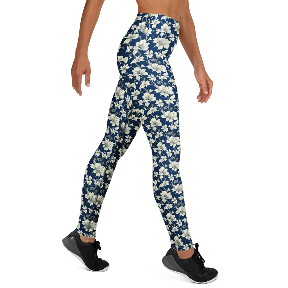 Navy Floralia on Yoga Leggings — Right
