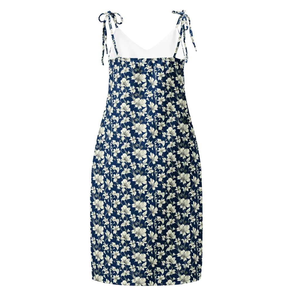 Navy Floralia on Slip Dress — Back